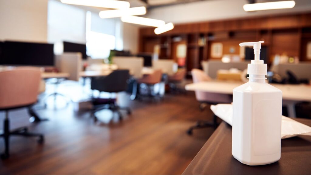 hand sanitizer in office space