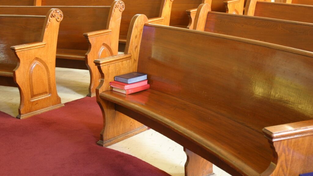 cleaning high-touch surfaces in churches, such as pews