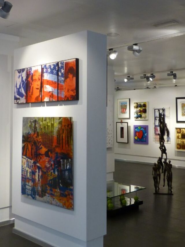 divers artworks at an art gallerie