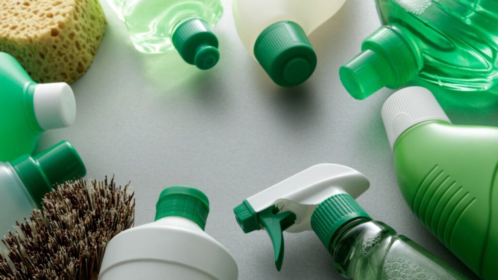 different bottles of cleaning products