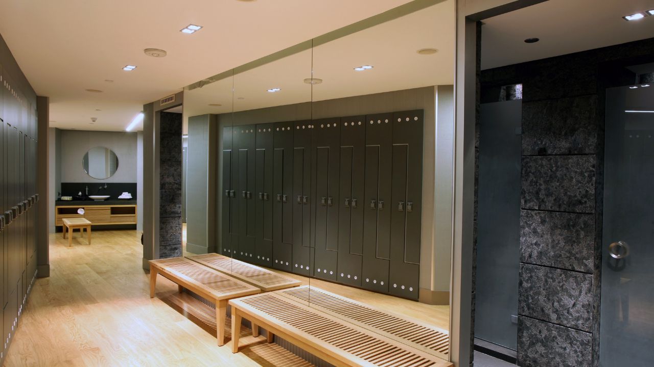 locker room shower space fitness studio