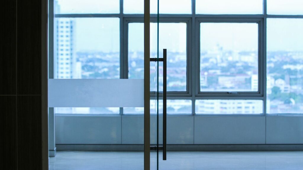 office space glass door and window