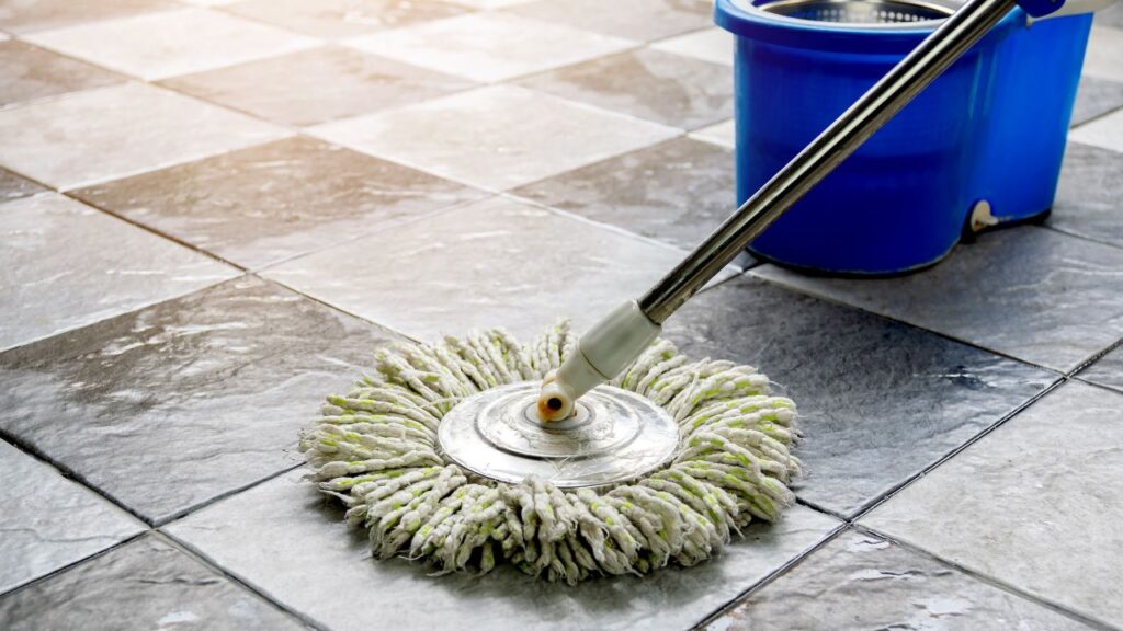 round scrubber on tile