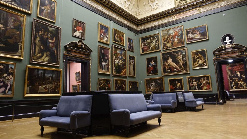 art gallery with sitting spaces