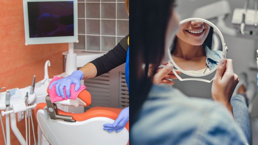 dental clinic cleaning and client smile